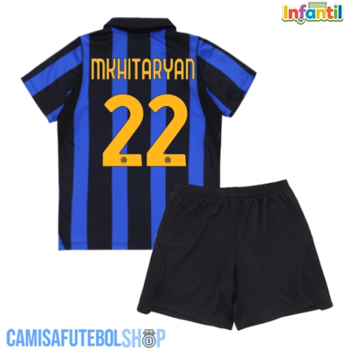Camisa de time de futebol Inter Milan Henrikh Mkhitaryan #22 Replicas 1º Equipamento Infantil 2026-27 Manga Curta (+ Calças curtas)
